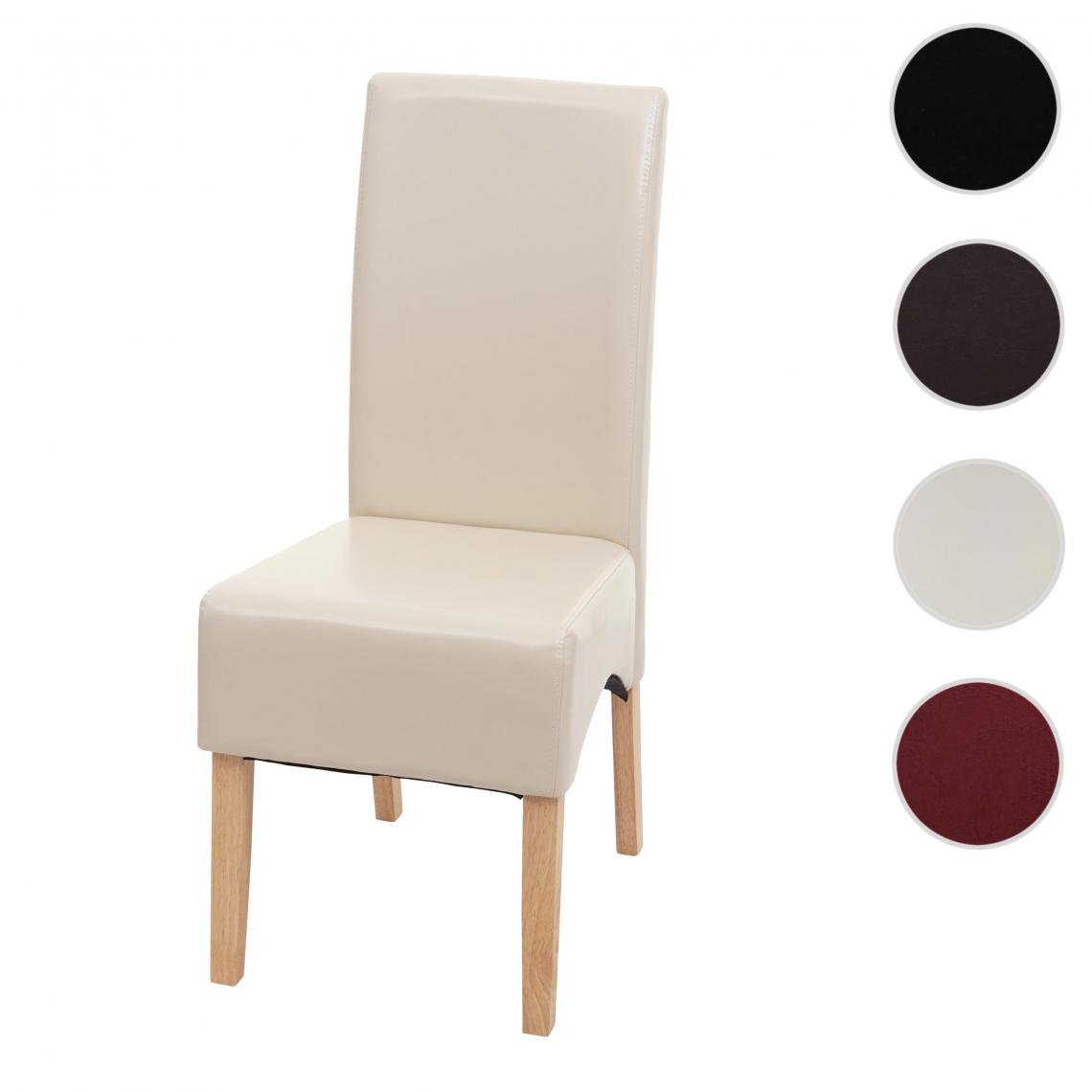 Mendler - Chaise de salle à manger Latina, chaise de cuisine, cuir ~ crème, pieds clairs - Chaises