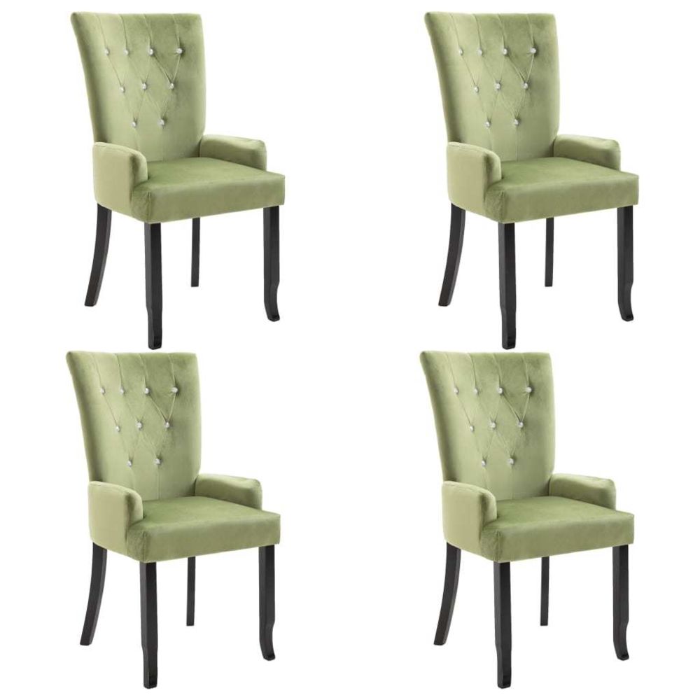 marque generique - Icaverne - Chaises de salle à manger selection Chaise de salle à manger et accoudoirs 4 pcs Vert clair Velours - Chaises