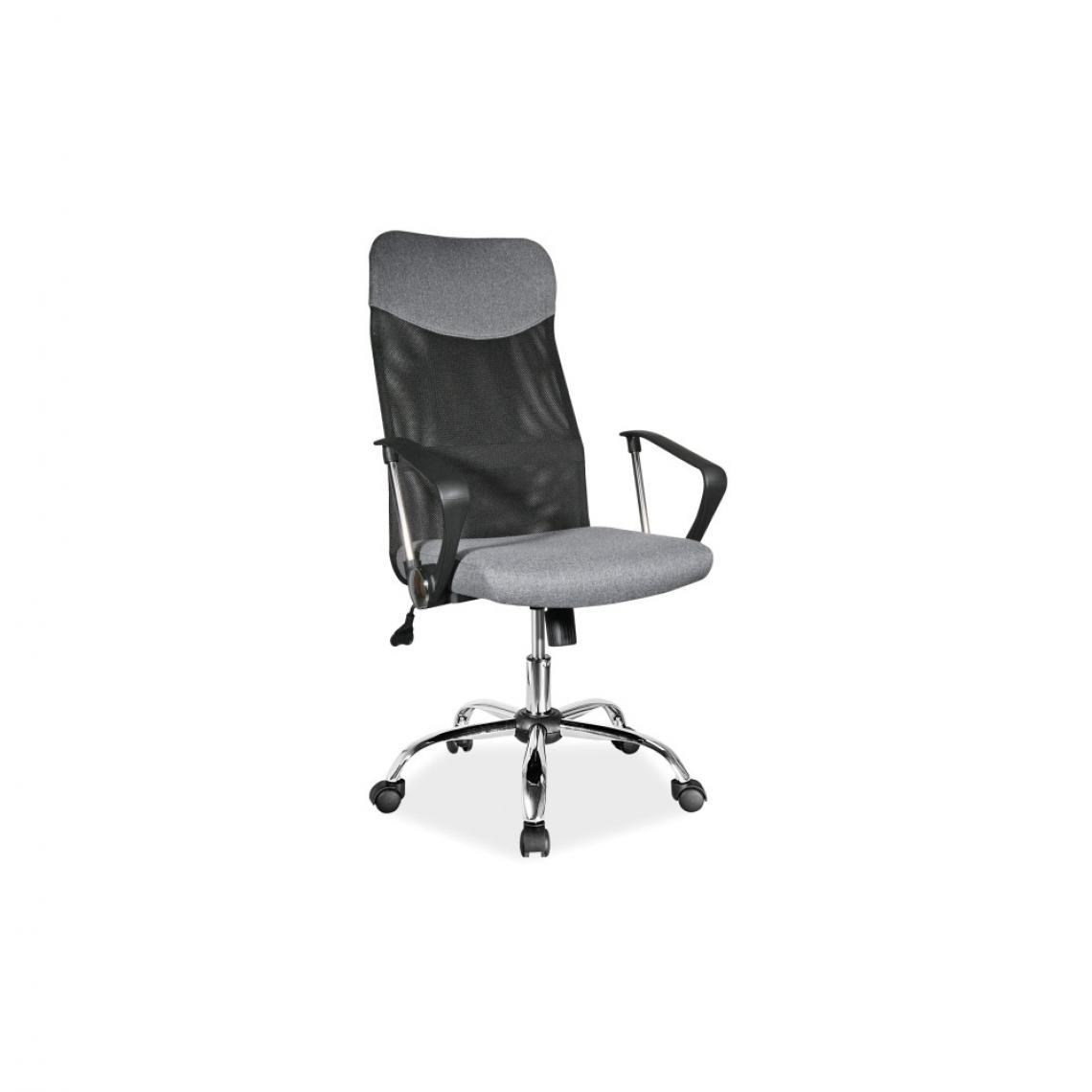 Ac-Deco - Chaise de bureau à roulettes - Q025 - 62 x 50 x 107 cm - Tissu gris - Chaises