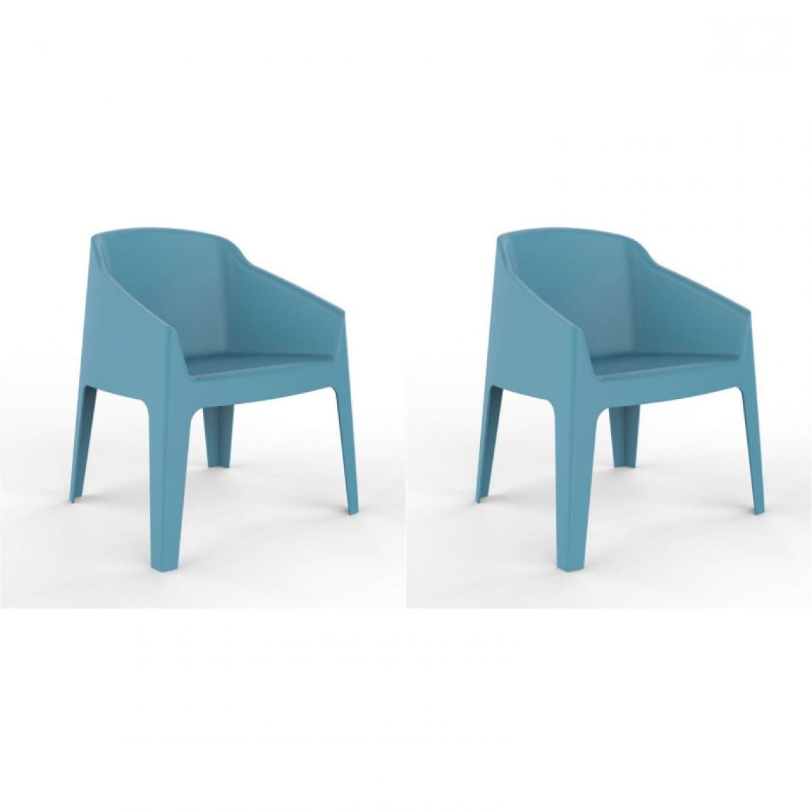 Resol - Set 2 Chaise Lounge Baku - RESOL - Bleu RétroFibre de verre, Polypropylène - Chaises