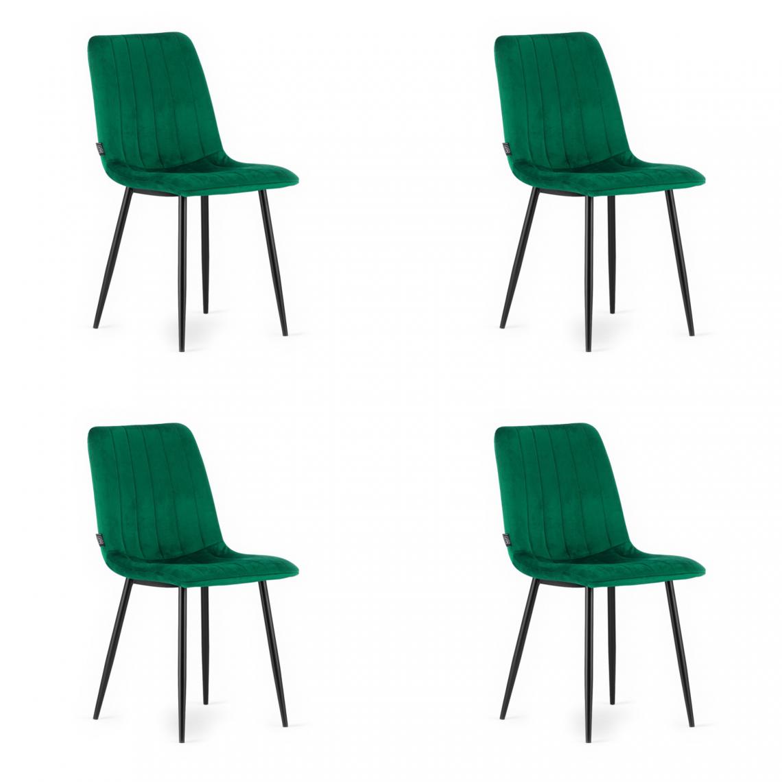 Hucoco - LAWAI - Lot de 4 chaises en tissu velouté salon/salle à manger/chambre - 90x51x43 cm - Chaise de salle à manger - Vert - Chaises