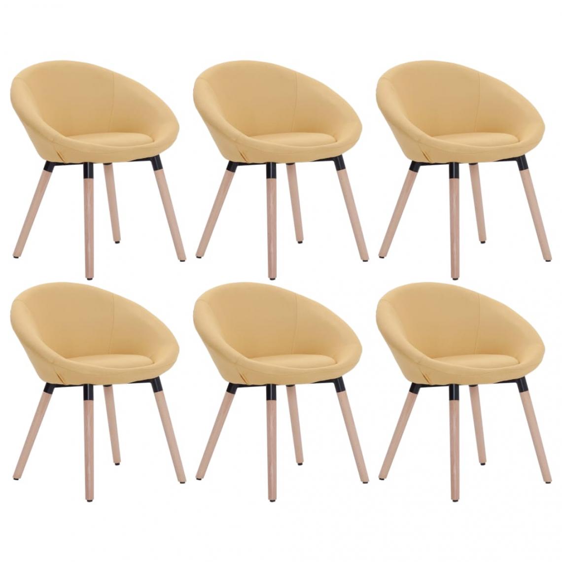 Decoshop26 - Lot de 6 chaises de salle à manger cuisine design contemporain tissu jaune CDS022528 - Chaises