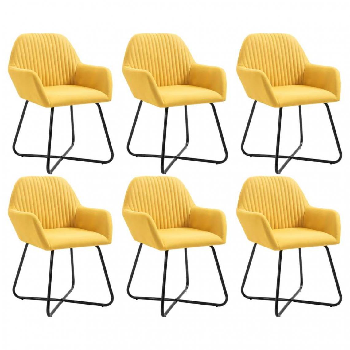 Decoshop26 - Lot de 6 chaises de salle à manger cuisine design moderne tissu jaune CDS022534 - Chaises