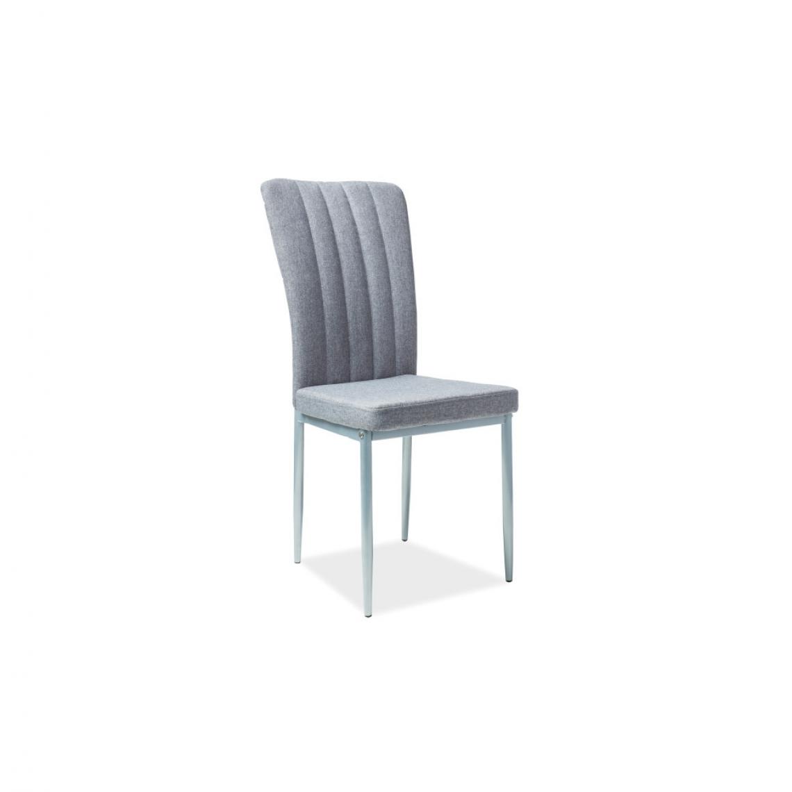 Ac-Deco - Chaise en tissu - H733 - 40 x 40 x 96 cm - Pieds en métal et aluminium - Gris - Chaises