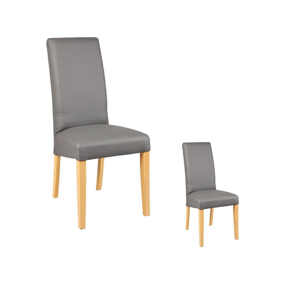 Tousmesmeubles - Duo de chaises Similicuir Gris - KUBAN - Chaises