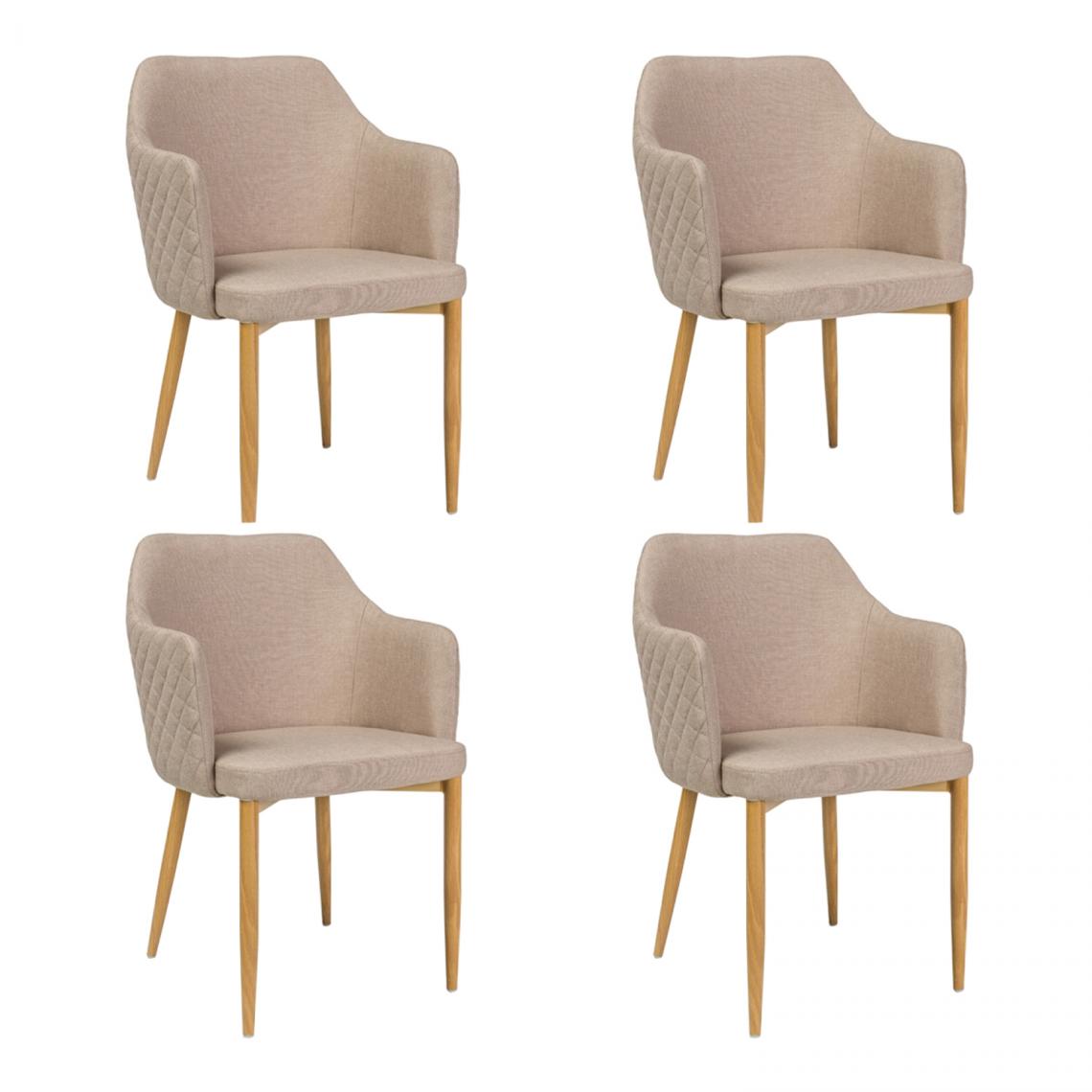 Hucoco - ASTOP - Lot de 4 chaise style glamour - 84x46x46 cm - Tissu haute qualité - Chaise élégante - Beige - Chaises
