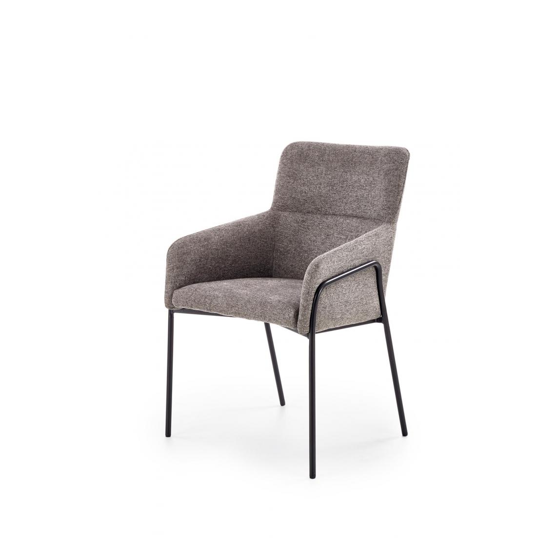 Hucoco - CASSIA - Chaise rembourrée style moderne salon/chambre - 84x61x57 - Pieds en acier - Meuble de salle à manger - Gris - Chaises