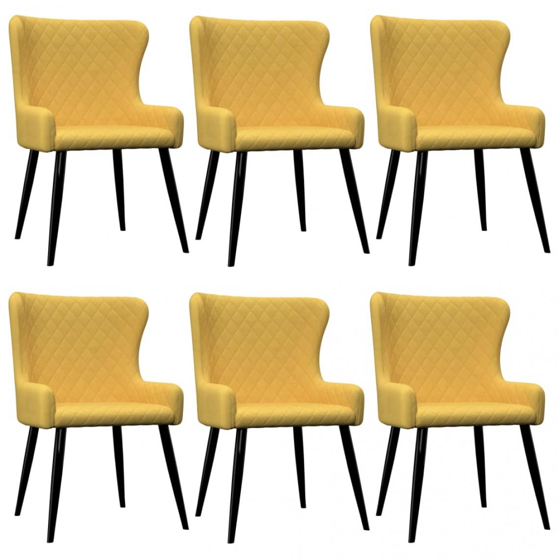 Decoshop26 - Lot de 6 chaises de salle à manger cuisine design moderne tissu jaune CDS022537 - Chaises
