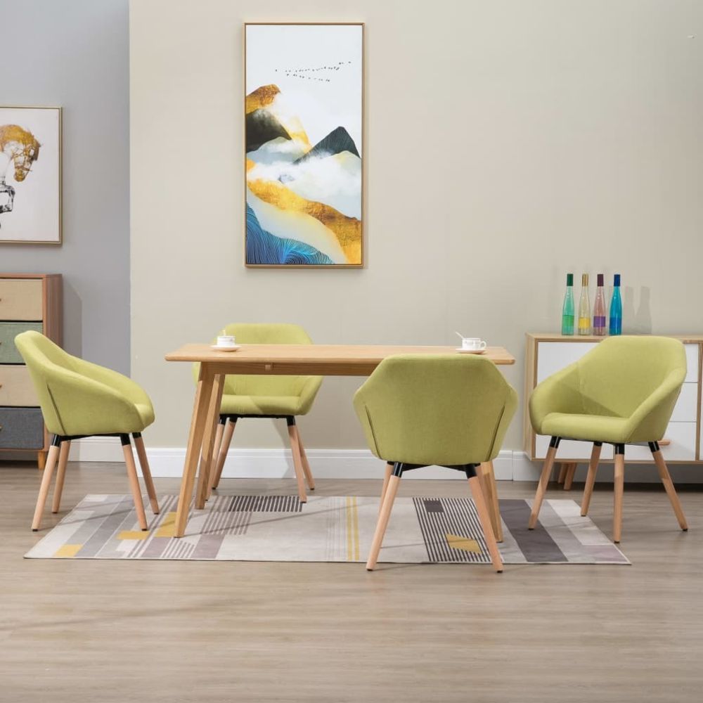 marque generique - Inedit Fauteuils et chaises reference Lima Chaises de salle à manger 4 pcs Vert Tissu - Chaises