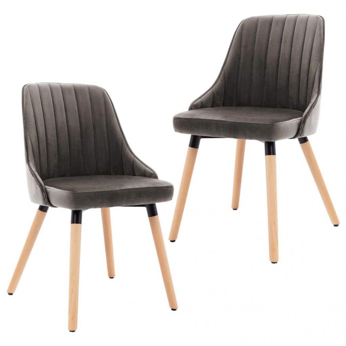Decoshop26 - Lot de 2 chaises de salle à manger cuisine design moderne velours gris foncé CDS020559 - Chaises