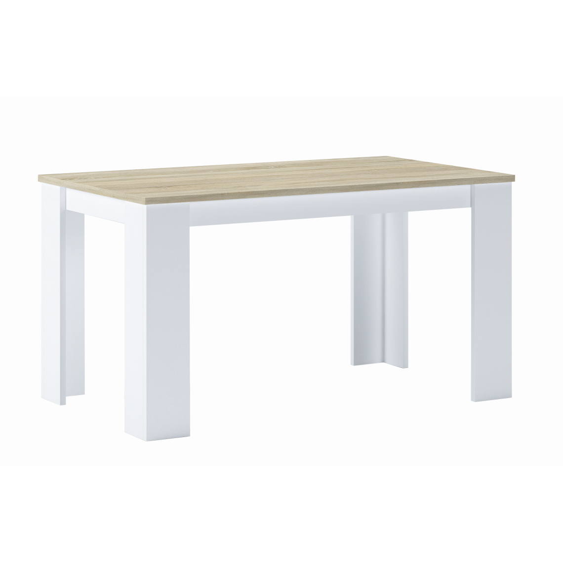 Skraut Home - Table de salle à manger, chêne clair-blanc,80x138x75cm - Tables à manger