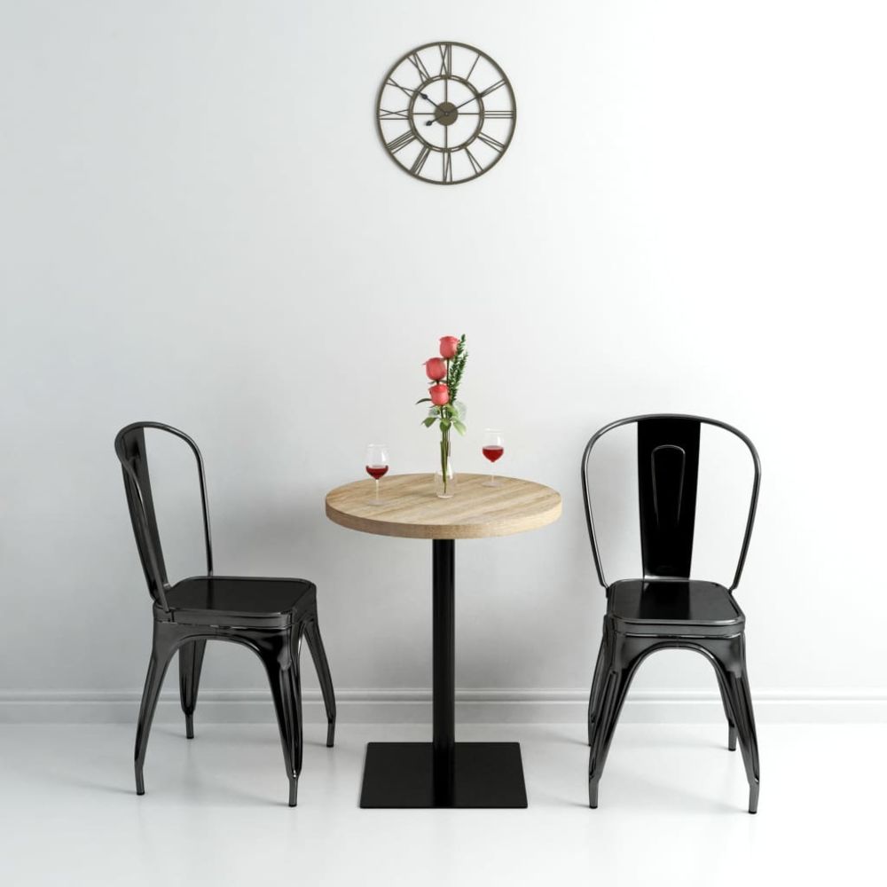 marque generique - Icaverne - Tables de salle à manger et de cuisine ligne Table de bistro MDF et acier Rond 60 x 75 cm Couleur de chêne - Tables à manger