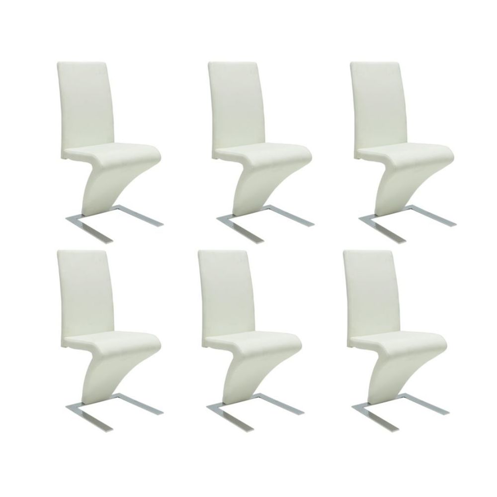 marque generique - Distingué Fauteuils edition Guatemala Chaise de salle à manger 6 pcs Cuir artificiel Blanc - Chaises