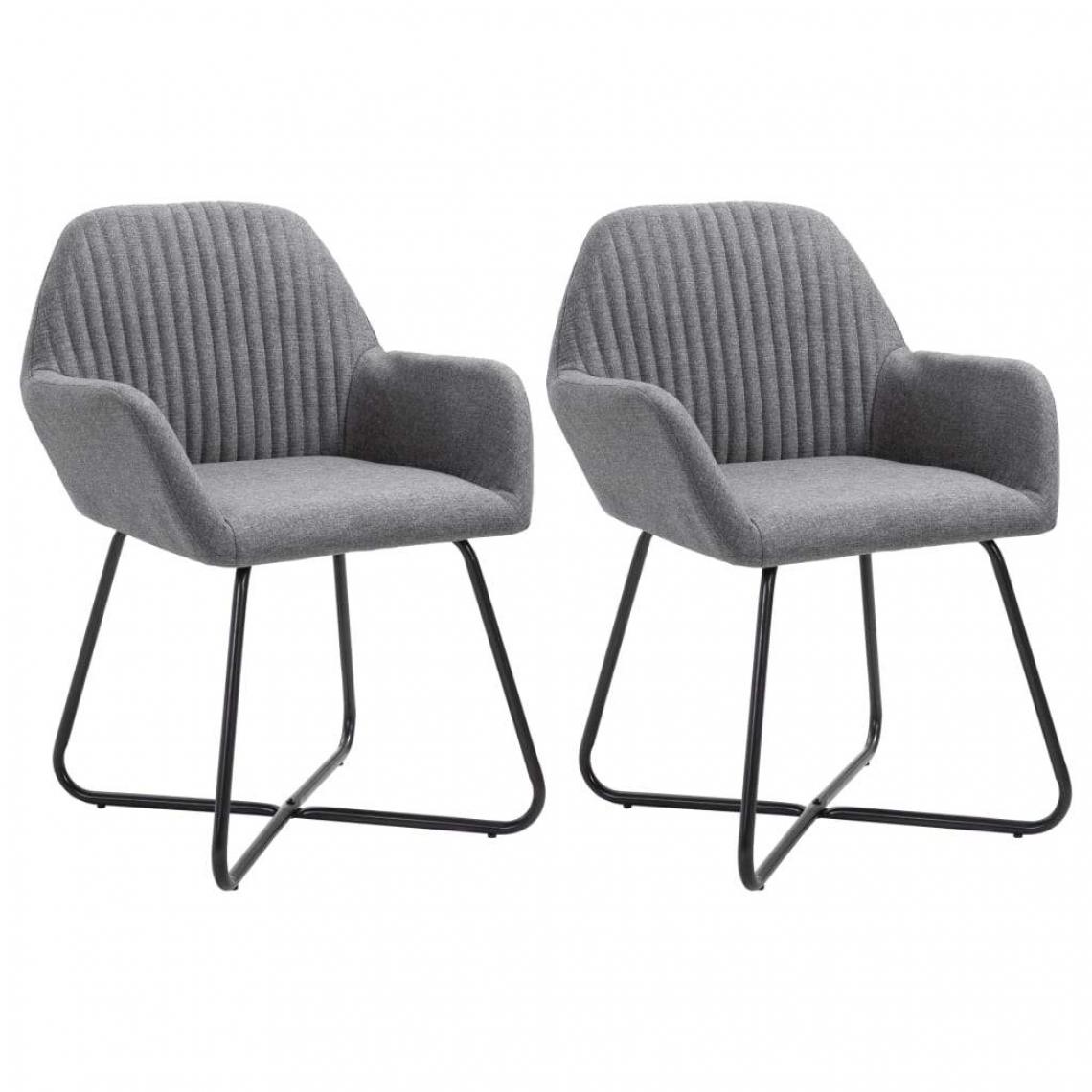 Decoshop26 - Lot de 2 chaises de salle à manger cuisine design moderne tissu gris foncé CDS020541 - Chaises