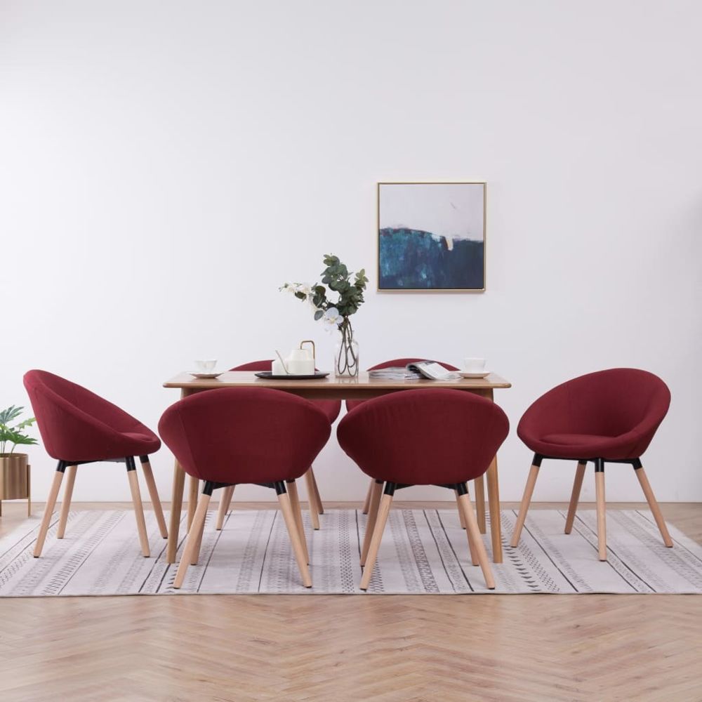 marque generique - Stylé Fauteuils et chaises ligne Bridgetown 6 pcs Chaises de salle à manger Rouge bordeaux Tissu - Chaises