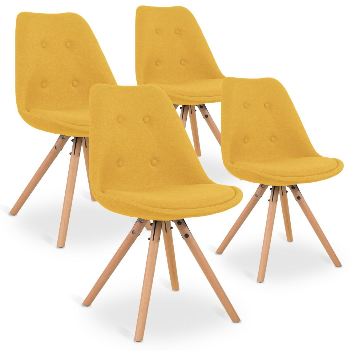 marque generique - Lot de 4 chaises scandinaves Frida tissu Jaune - Chaises