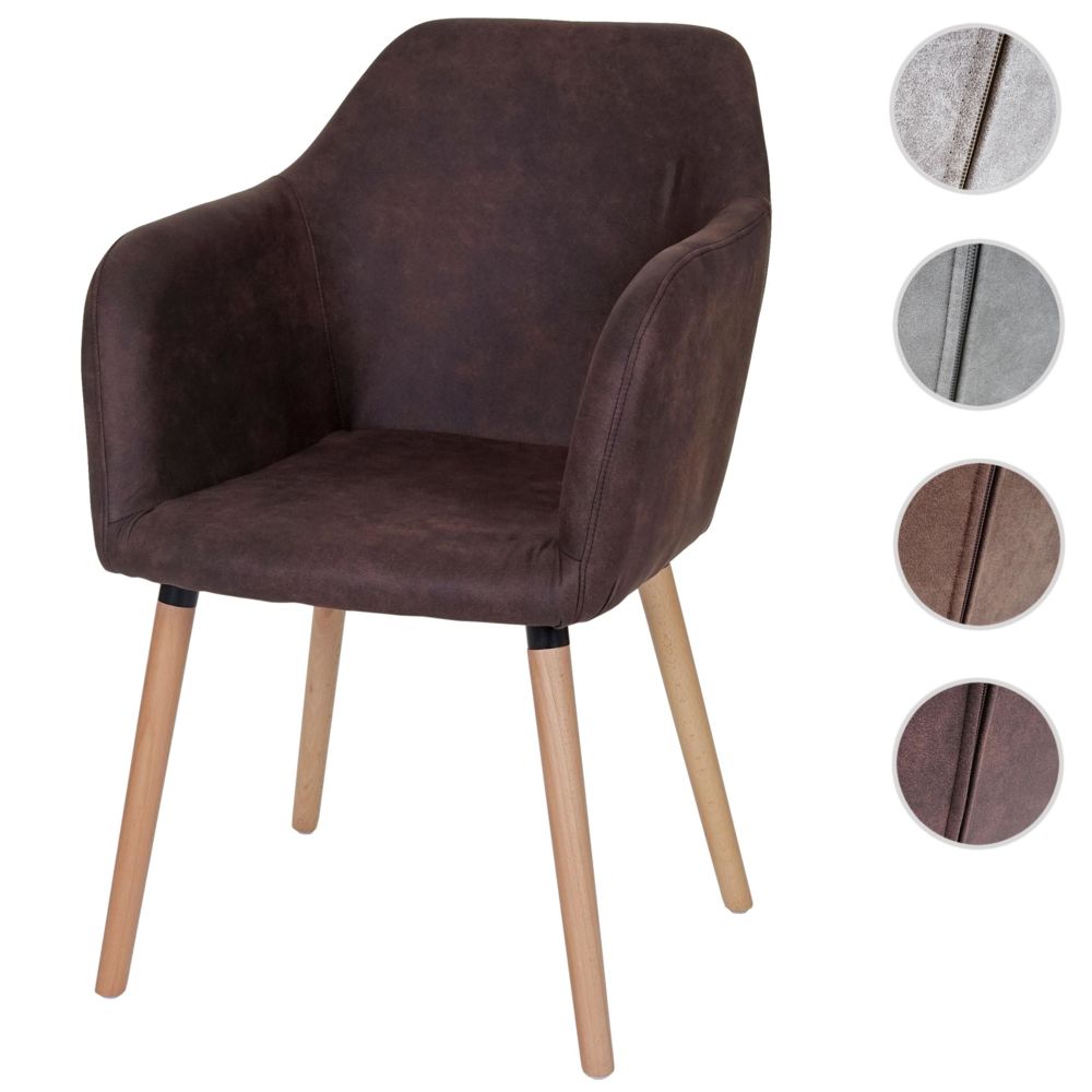 Mendler - Chaise de séjour / salle à manger Malmö T381, style rétro des années 50 ~ tissu, vintage marron foncé - Chaises
