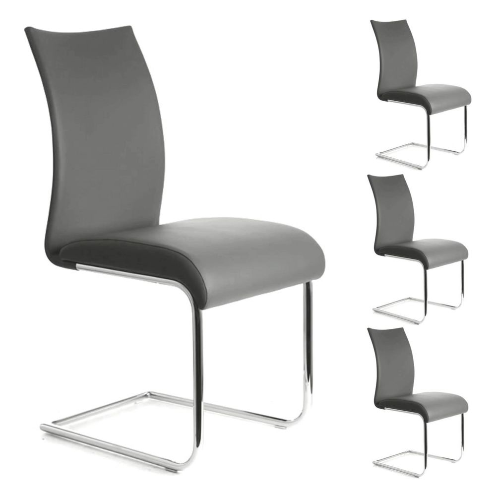 Idimex - Lot de 4 chaises ALADINO, en synthétique gris - Chaises