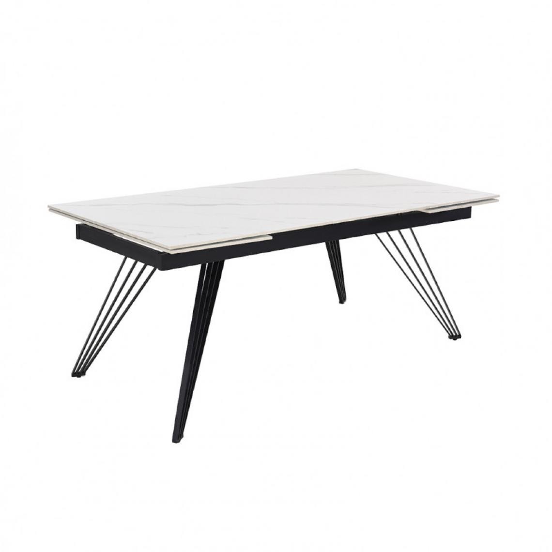 Meubletmoi - Table extensible 160/240 cm céramique blanc marbré pieds filaires - NEVADA 01 - Tables à manger