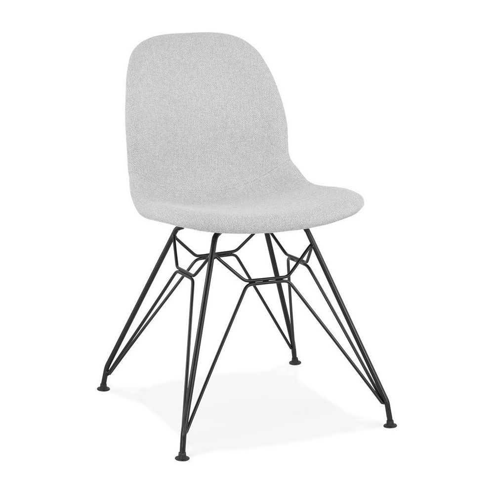 Alterego - Chaise design 'DECLIK' grise claire avec pieds en métal noir - Chaises