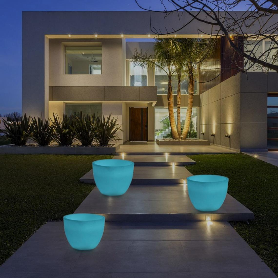 Ahd Amazing Home Design - Vase Design Rond Fluorescent Lumineux Rechargeable Extérieur Orione Fluo, Taille: ø 40 h 30 - Vases