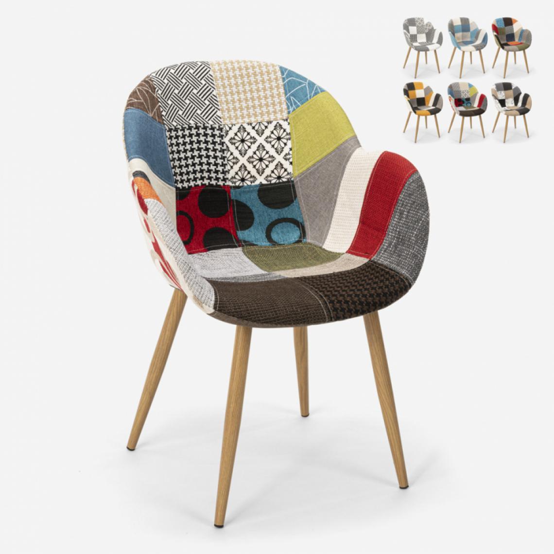 Ahd Amazing Home Design - Chaise de cuisine salon design nordique patchwork Finch, Couleur: Patchwork 3 - Chaises