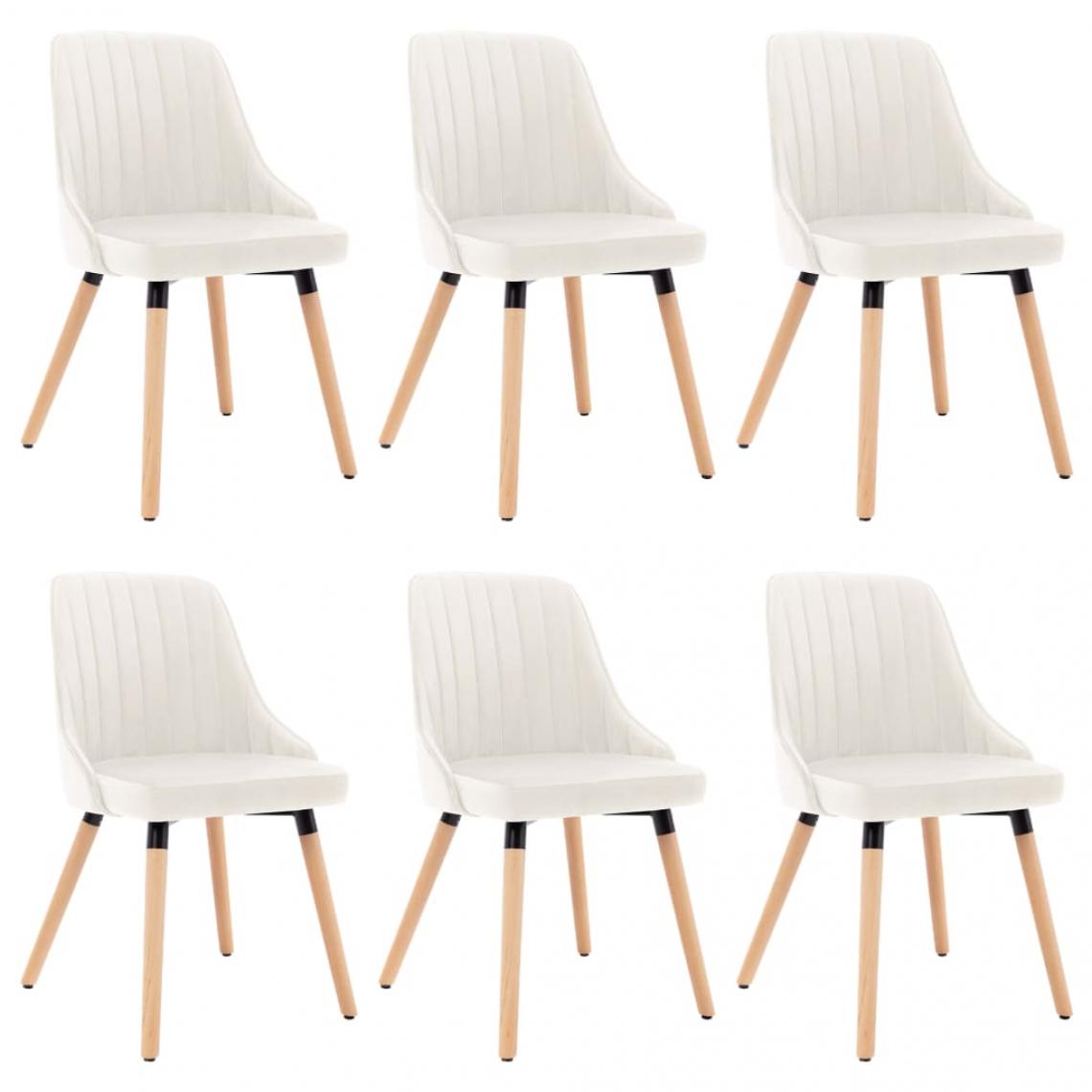 Decoshop26 - Lot de 6 chaises de salle à manger cuisine design moderne velours crème CDS022386 - Chaises