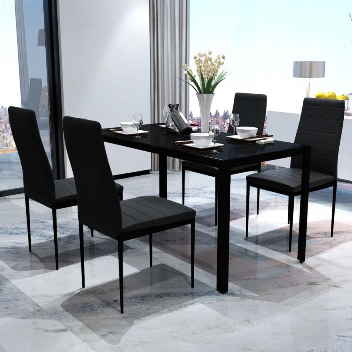 Chunhelife - Ensemble de table pour salle à manger cinq pièces noir - Tables à manger