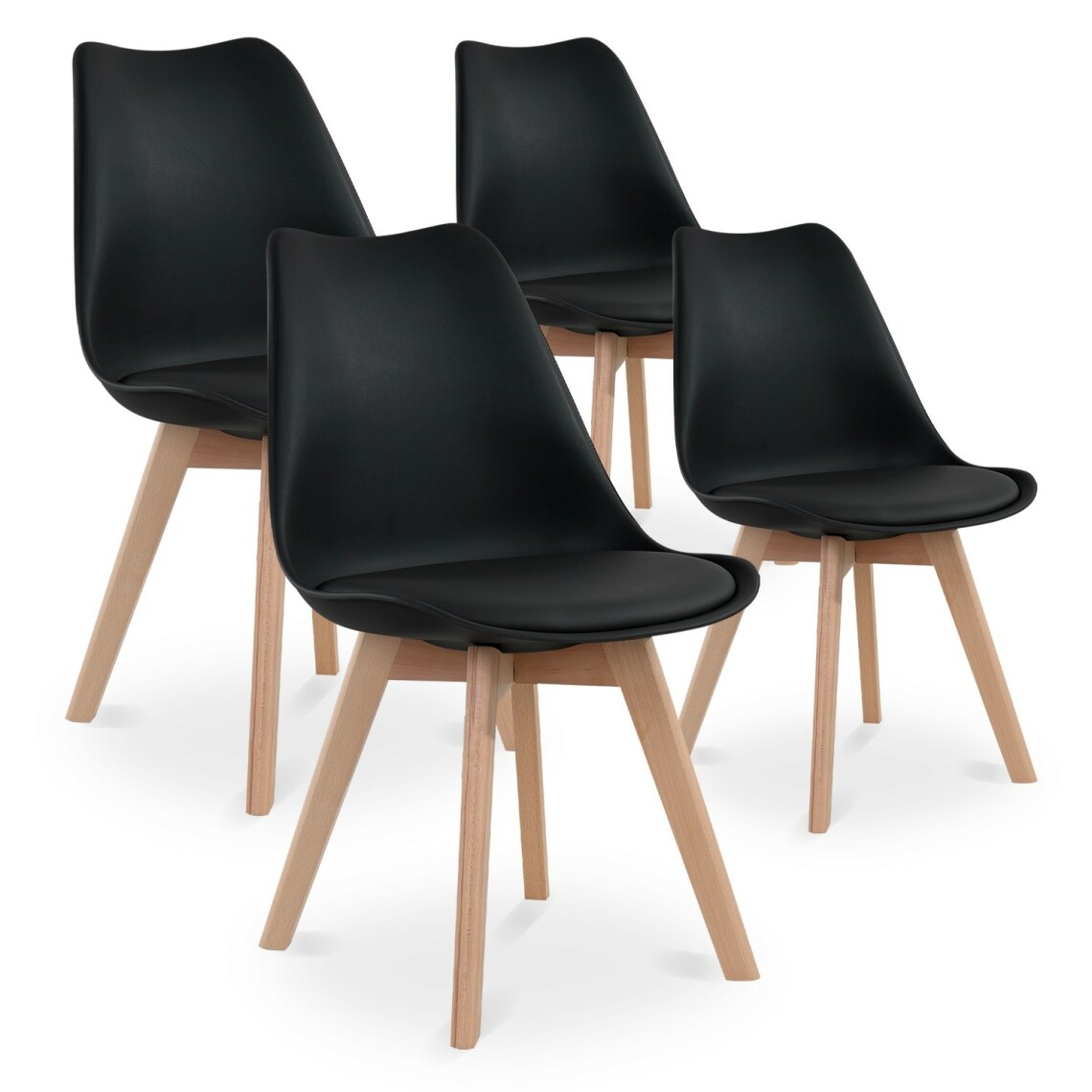 marque generique - Lot de 4 chaises style scandinave Catherina Noir - Chaises