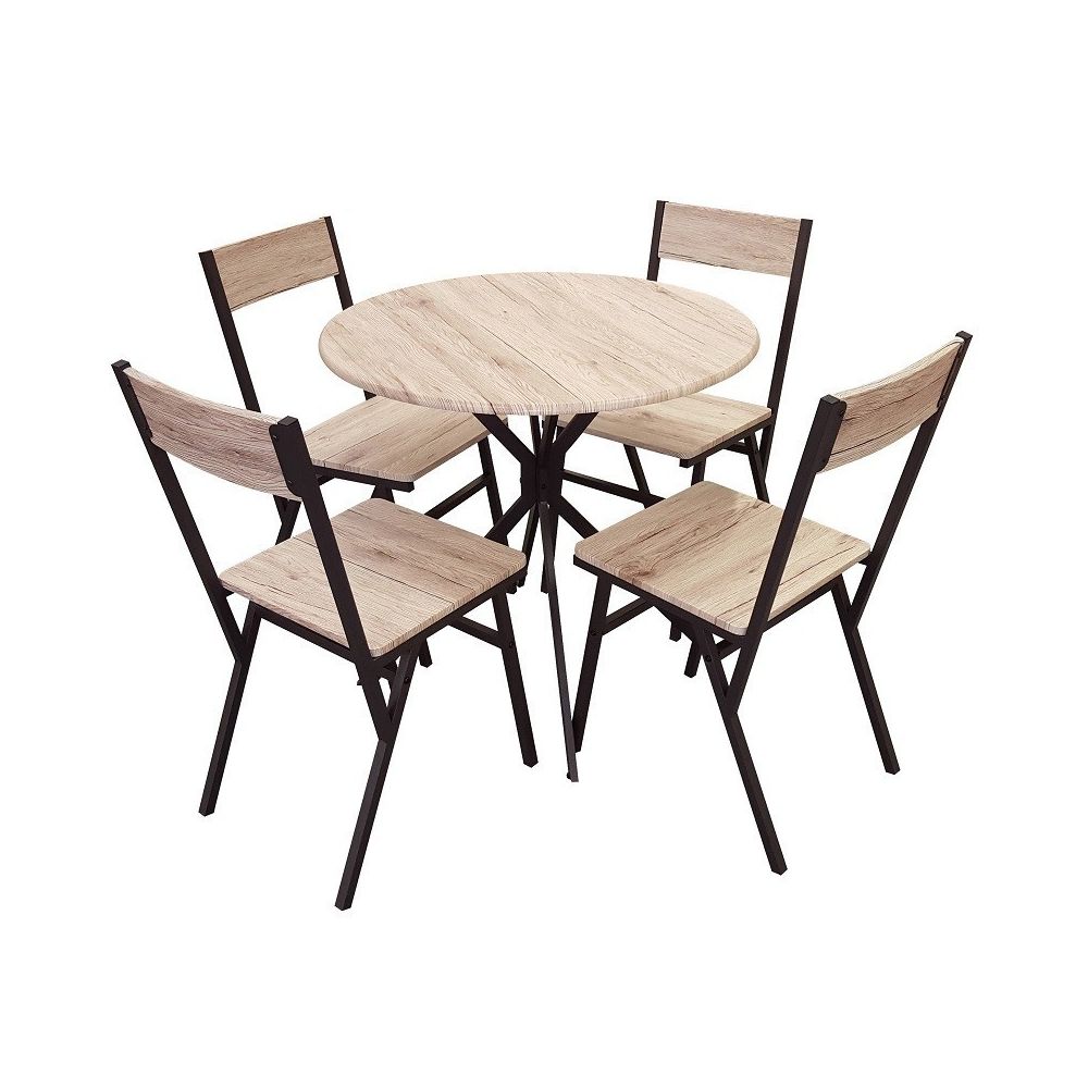 Urban Living - Table et 4 chaises bois ensemble Dock - Tables à manger