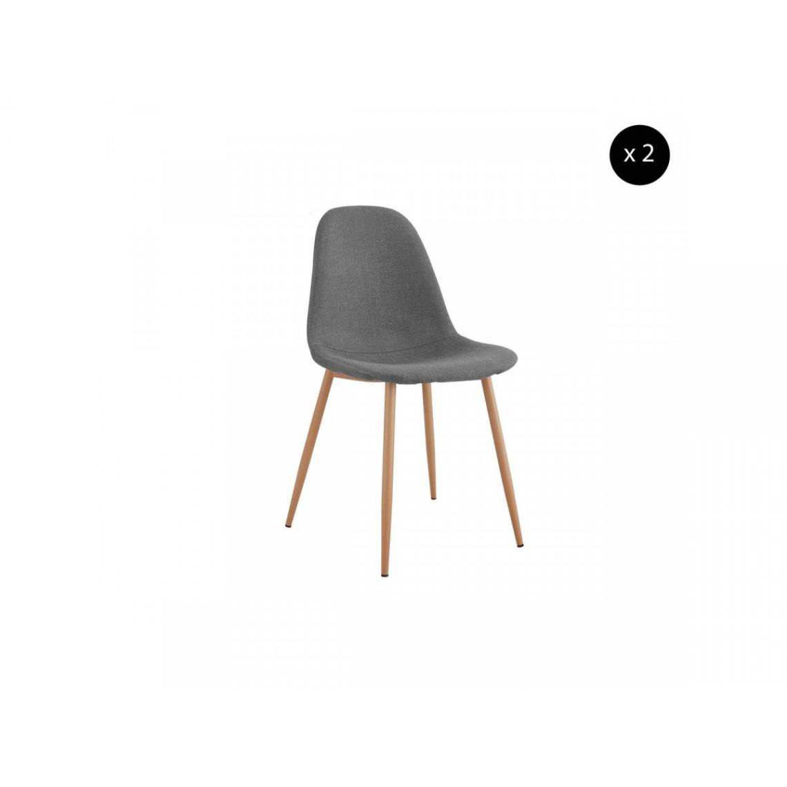 Bobochic - BOBOCHIC Lot de 2 chaises en tissu gris APLO métal impression bois - Chaises