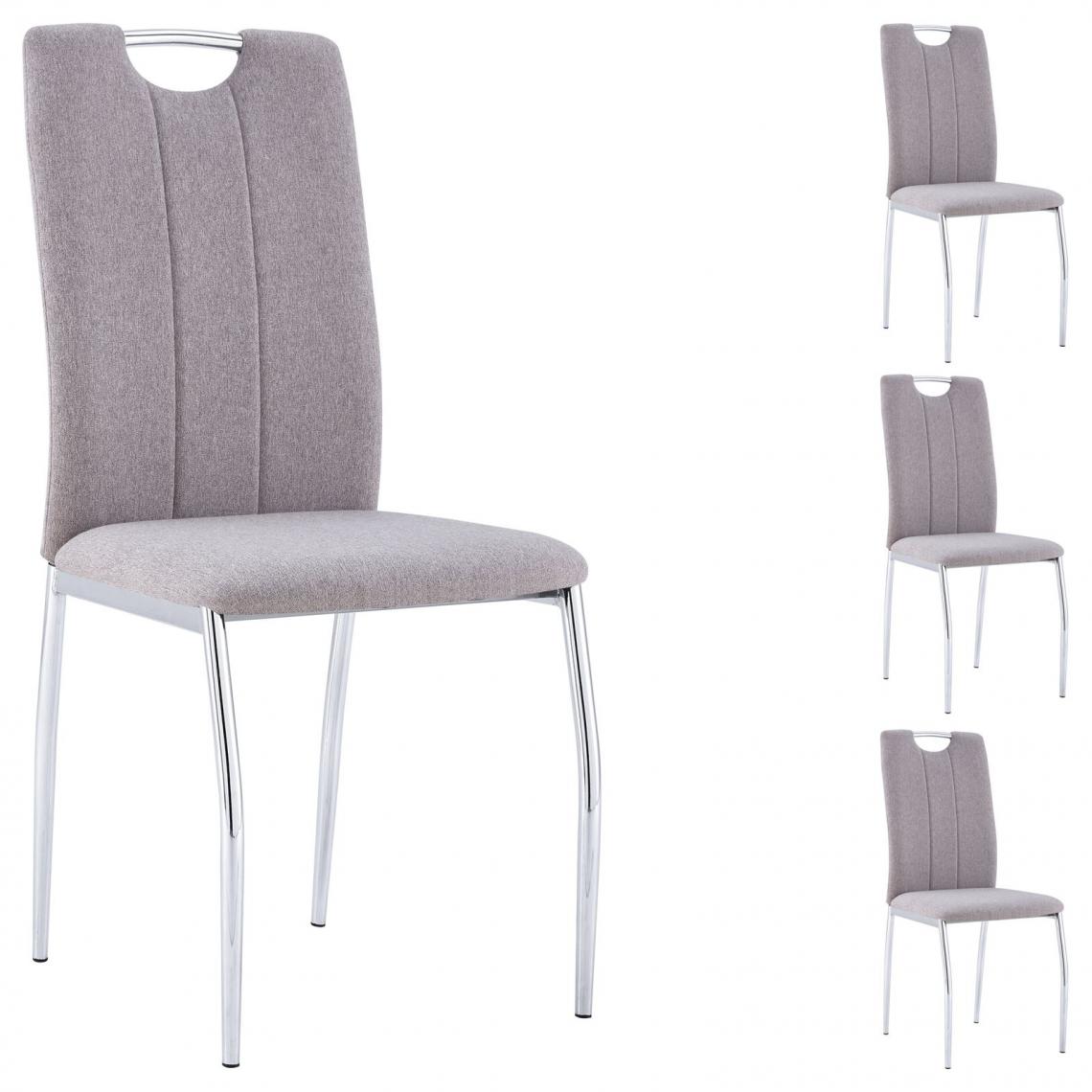 Idimex - Lot de 4 chaises APOLLO, en tissu gris - Chaises