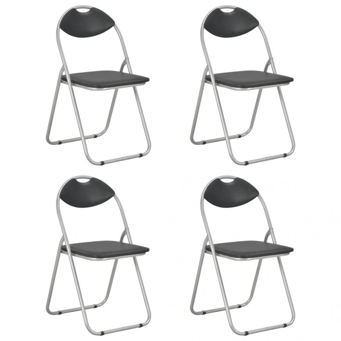 Decoshop26 - Lot de 4 chaises de salle à manger cuisine pliantes design simple similicuir noir CDS021910 - Chaises