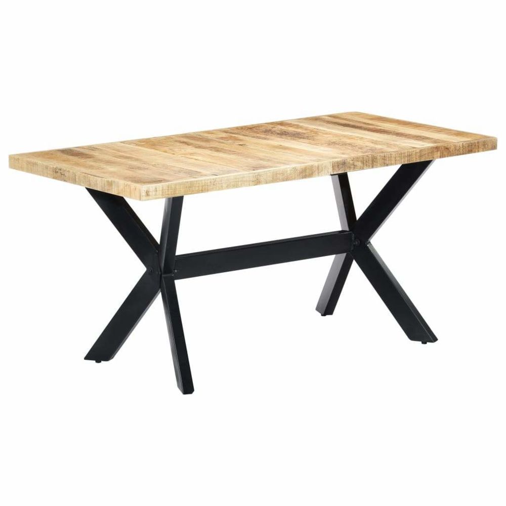 Helloshop26 - Table de salon salle à manger dîner design 160 cm bois de manguier massif brut 0902230 - Tables à manger