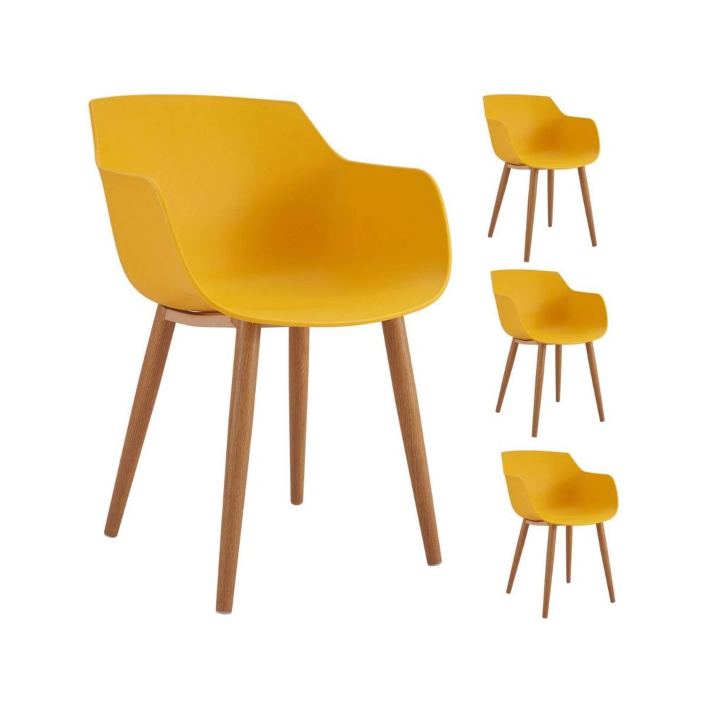 Bobochic - BOBOCHIC Lot de 4 chaises PRINS jaune - Chaises