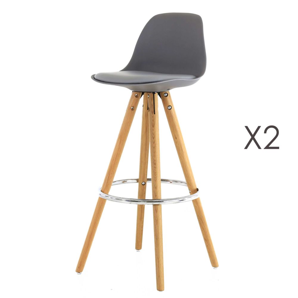 marque generique - Lot de 2 chaises de bar coloris gris - CIRCOS - Chaises