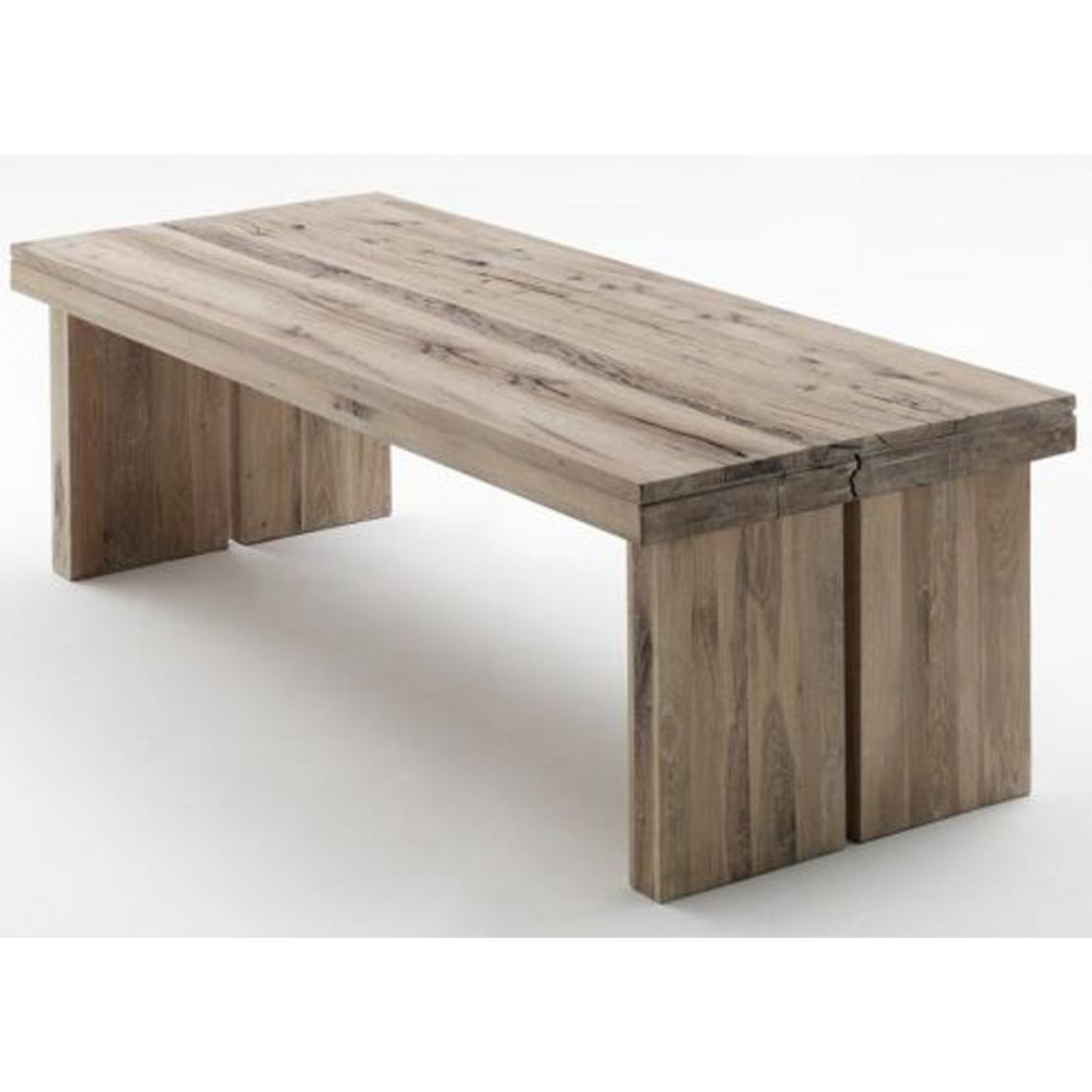 Pegane - Table à manger rectangulaire en chêne chaulé laqué - L.180 x H.76 x P.90 cm - Tables à manger