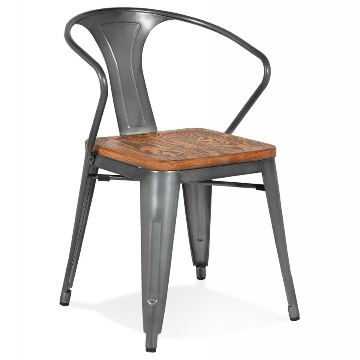 Alterego - Chaise style industriel 'METROPOLIS' en métal gris foncé - commande par 2 pièces / prix pour 1 pièce - Chaises