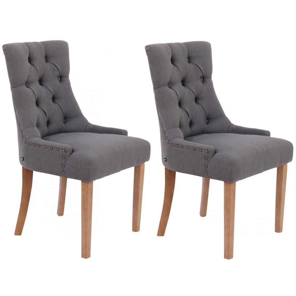 Icaverne - Distingué Lot de 2 chaises de salle à manger tissu gamme Athènes antique-clair couleur gris foncé - Chaises