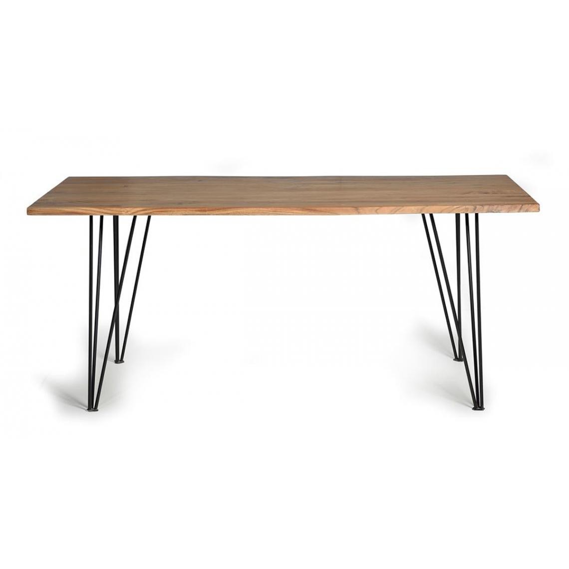 Pegane - Table à manger en bois d'acacia et métal coloris naturel / pieds noir - longueur 200 x profondeur 100 x hauteur 76 cm - Tables à manger