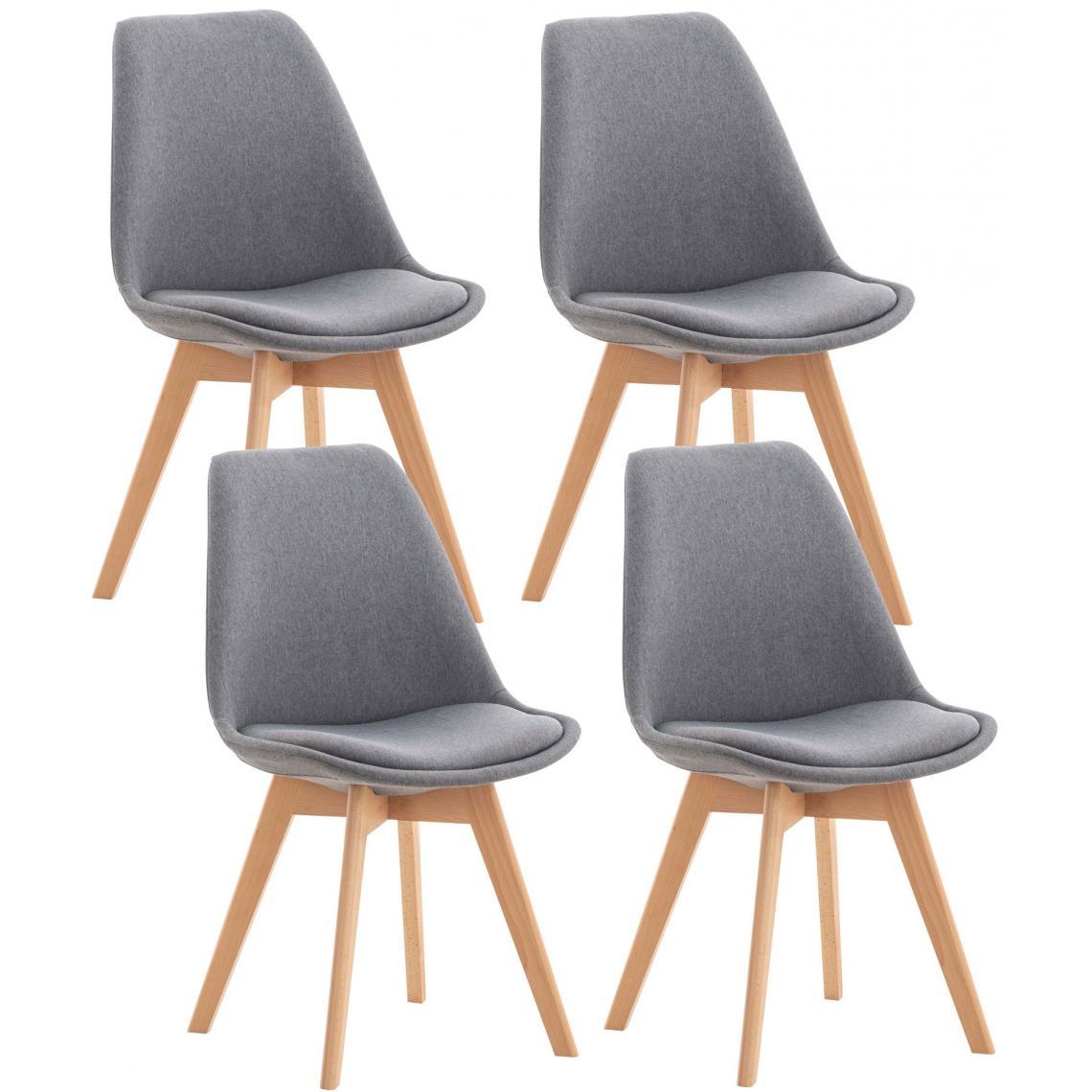 Decoshop26 - Lot de 4 chaises de salle à manger cuisine ou bureau en tissu gris clair pieds en bois 10_0000367 - Chaises