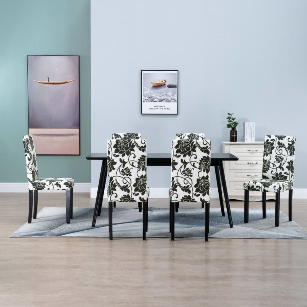 marque generique - Joli Fauteuils et chaises gamme Lisbonne Chaises de salle à manger 6 pcs Noir Tissu - Chaises