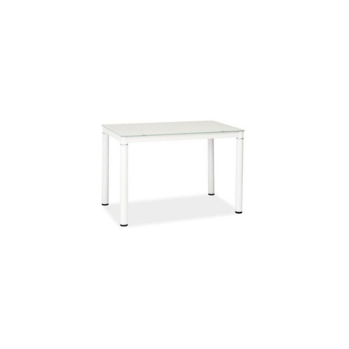 Hucoco - GARANT - Table moderne pour salle à manger salon - 100x60x75 cm - Plateau en verre - Pieds en métal - Blanc - Tables à manger