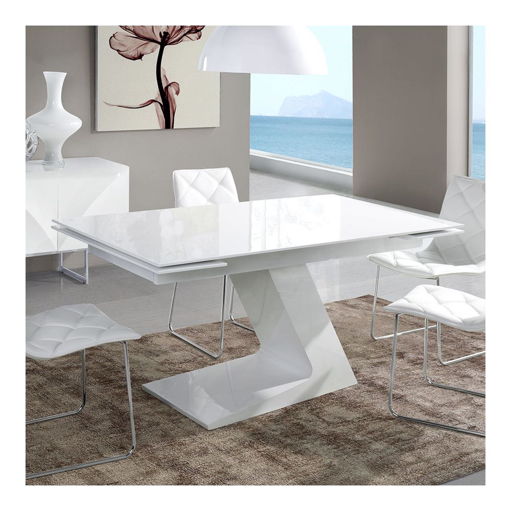 Nouvomeuble - Table extensible design blanc laqué MANAMA - Tables à manger