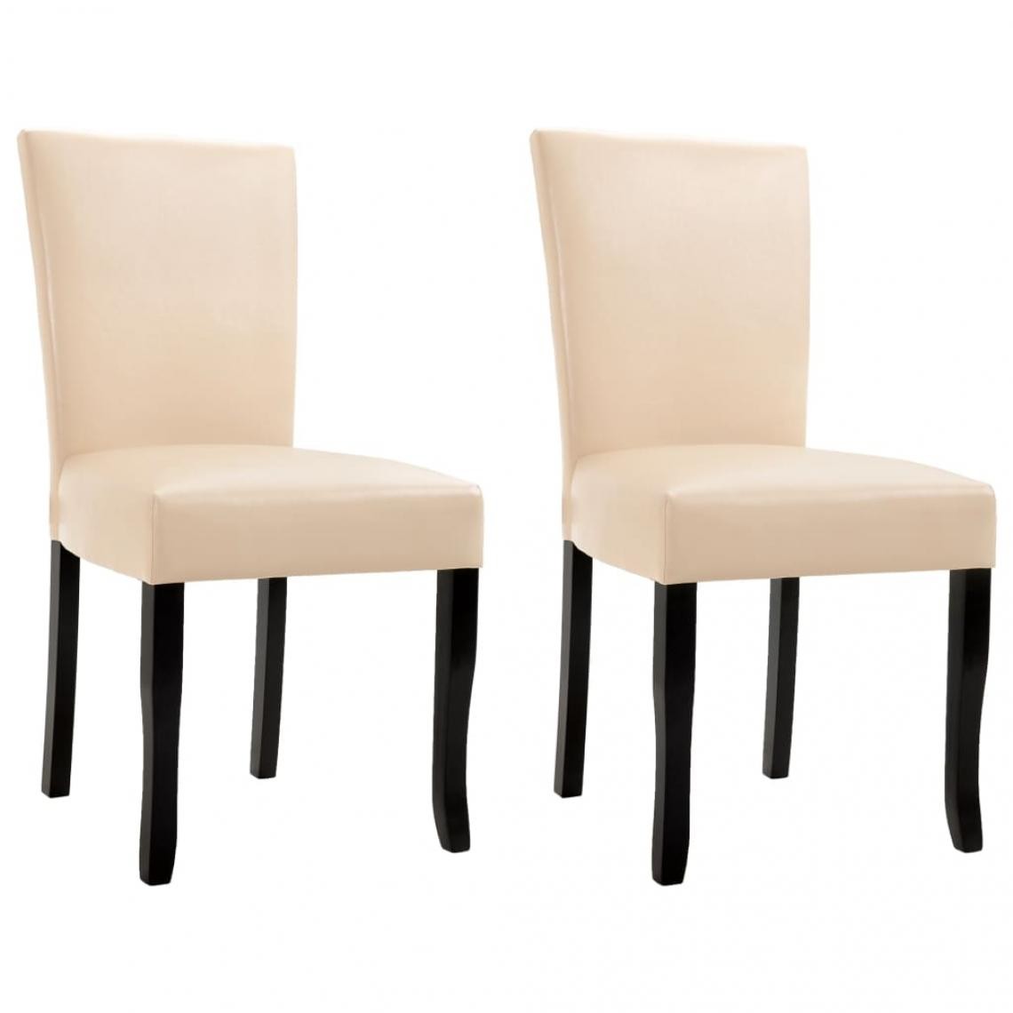 Decoshop26 - Lot de 2 chaises de salle à manger cuisine design moderne similicuir crème CDS020416 - Chaises