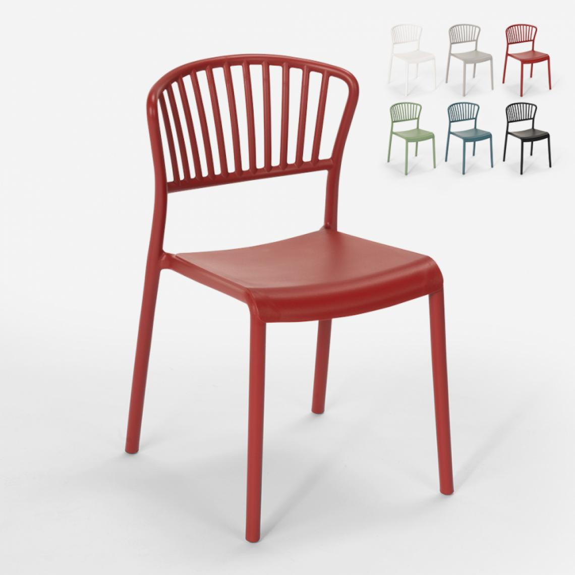 Ahd Amazing Home Design - Chaise design moderne en polypropylène pour cuisine extérieure bar restaurant Vivienne, Couleur: Rouge - Chaises