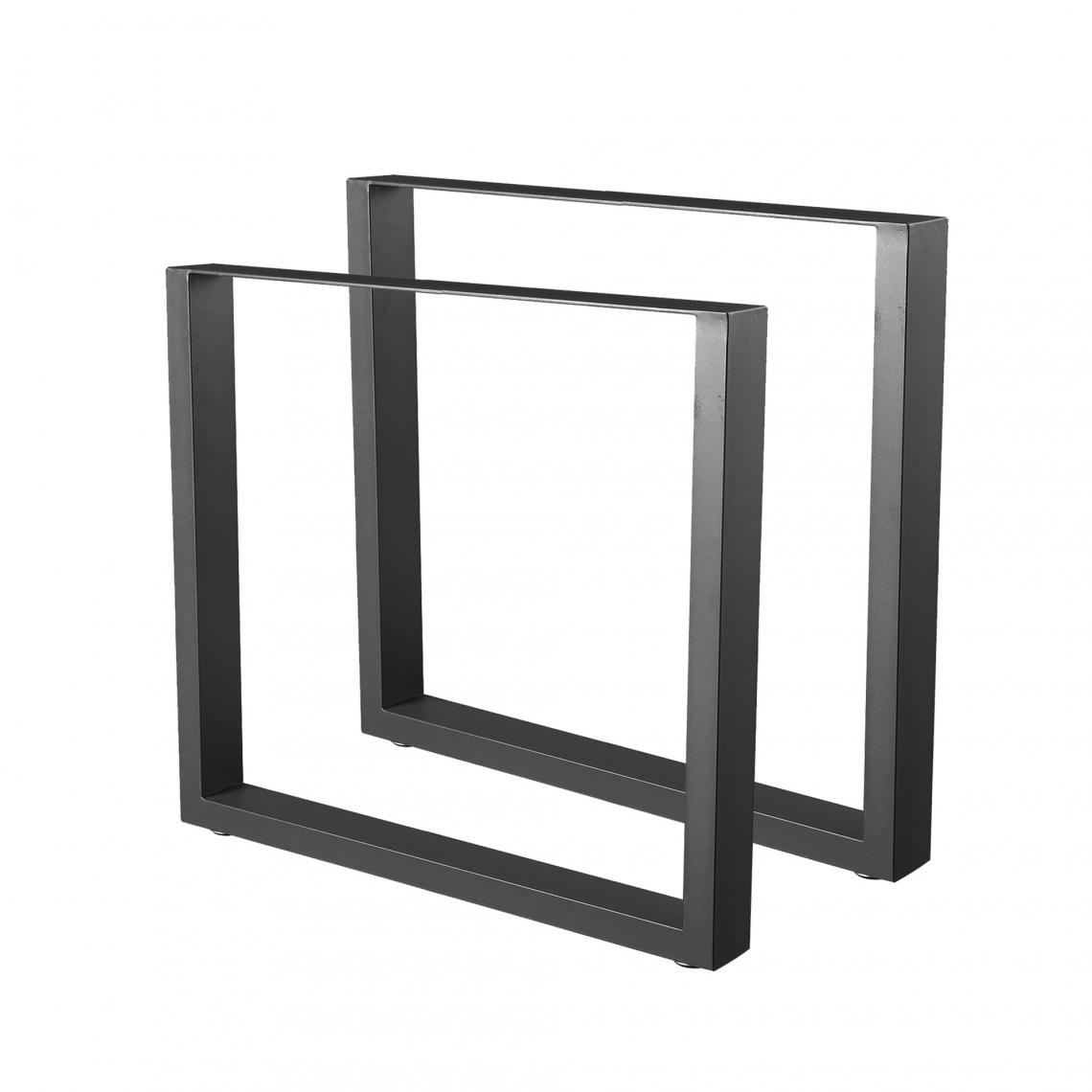 Bcelec - HM8072-B Jeu de 2 Pieds de table en acier format rectangulaire noir, Pieds pour meubles, Pieds de table métal 80x72cm - Tables à manger