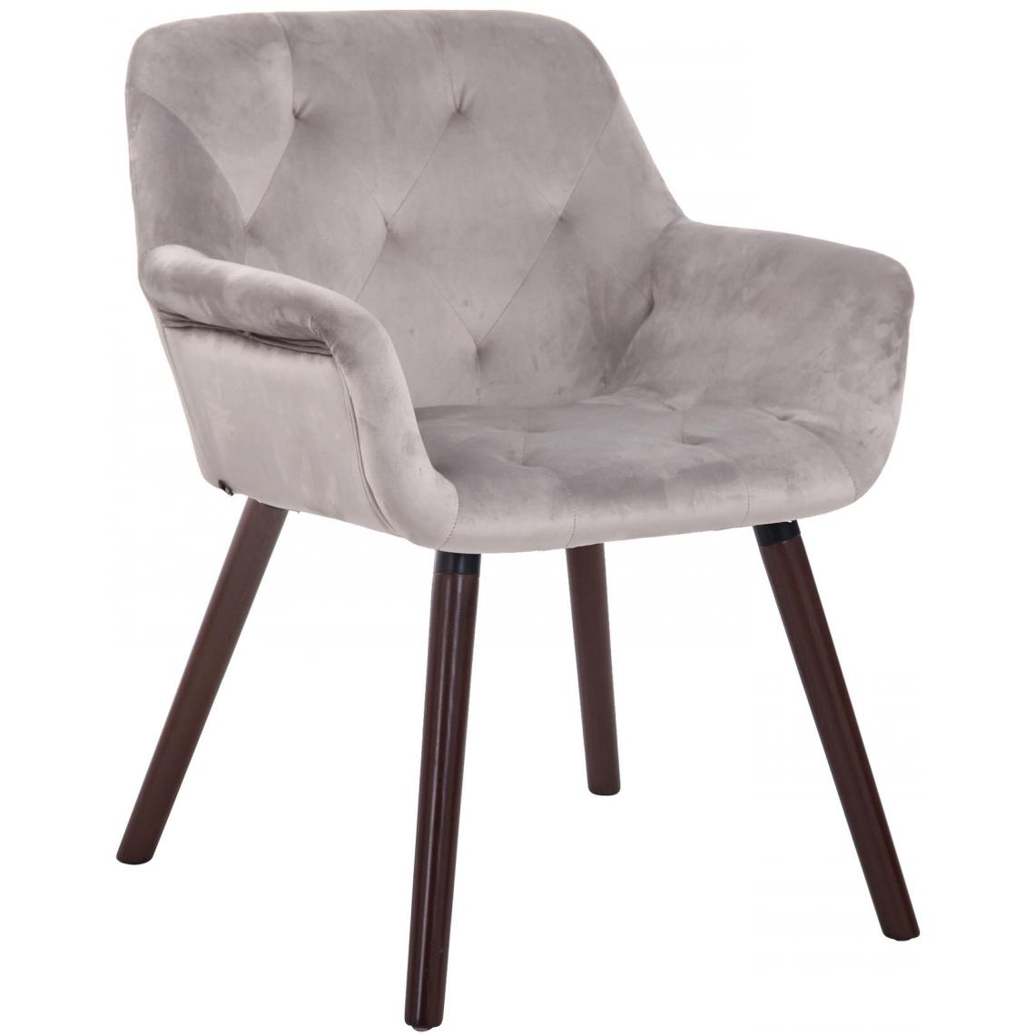Icaverne - Splendide Chaise de salle à manger serie Khartoum velours noyer couleur gris - Chaises