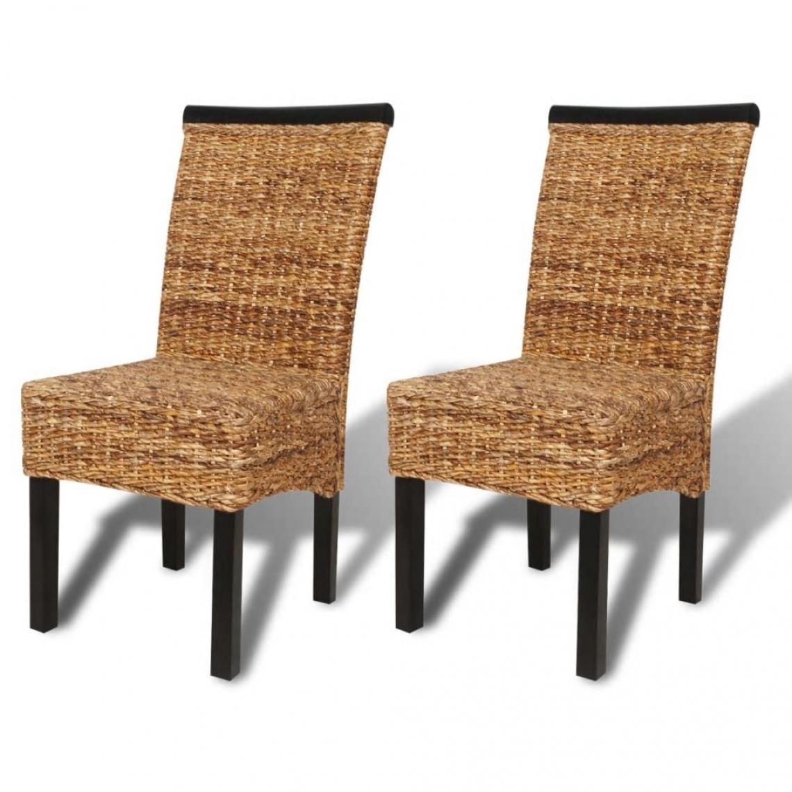 Decoshop26 - Lot de 2 chaises de salle à manger cuisine design moderne bois solide de manguier et abaca CDS020291 - Chaises