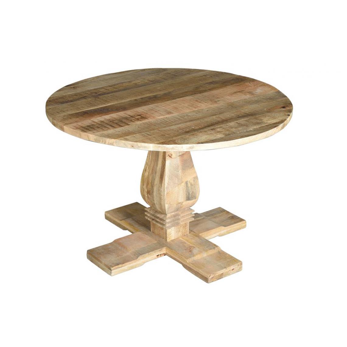 Pegane - Table à manger ronde en bois de manguier coloris naturel - diamètre 120 x hauteur 77 cm - Tables à manger